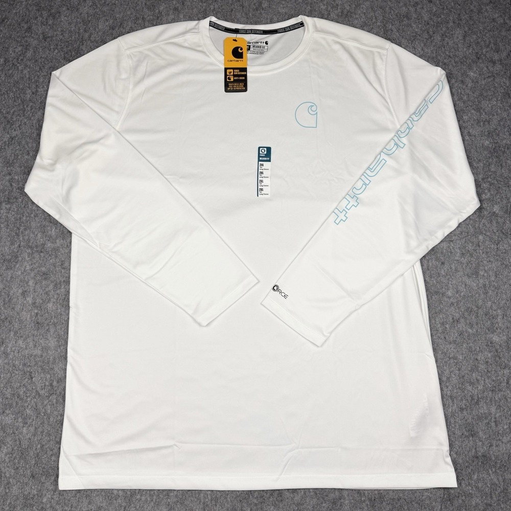 Carhartt NWT Shirt Mens XXL Tall White Force Sun Defender Relaxed Fit LS UPH 50